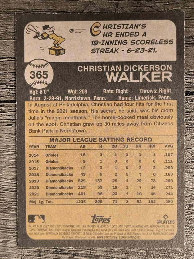2022 Topps Heritage #365 Christian Walker
