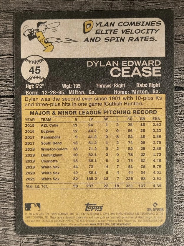 2022 Topps Heritage #45 Dylan Cease