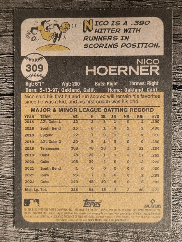2022 Topps Heritage #309 Nico Hoerner