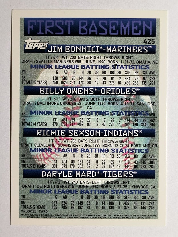 1996 Topps #425 Daryle Ward RC/Richie Sexson