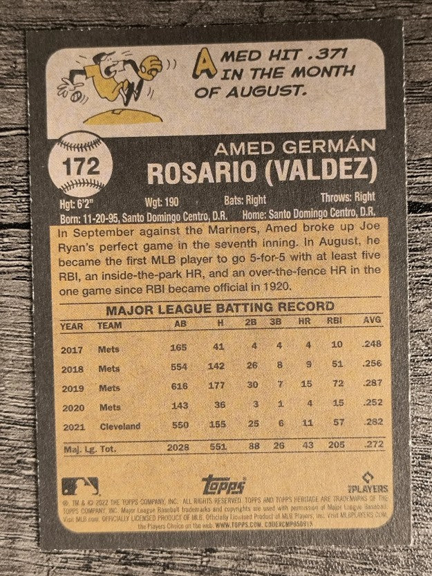 2022 Topps Heritage #172 Amed Rosario