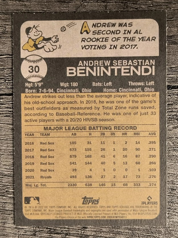 2022 Topps Heritage #30 Andrew Benintendi