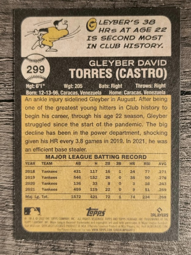 2022 Topps Heritage #299 Gleyber Torres
