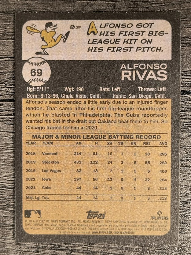 2022 Topps Heritage #69 Alfonso Rivas RC