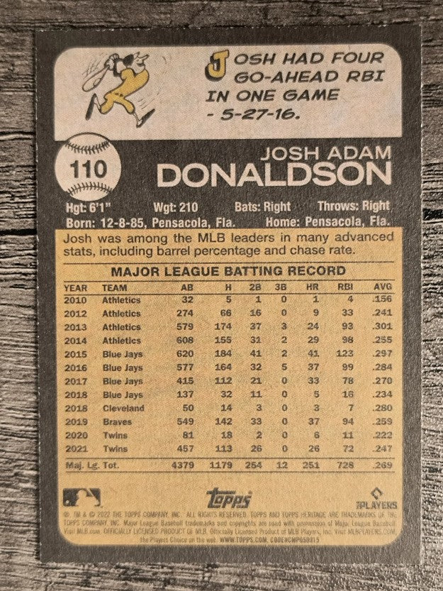 2022 Topps Heritage #110 Josh Donaldson