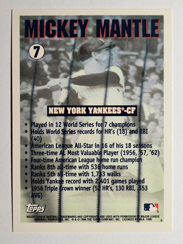 1996 Topps #7 Mickey Mantle