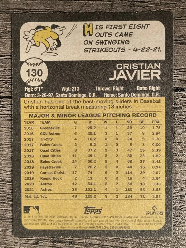 2022 Topps Heritage #130 Cristian Javier