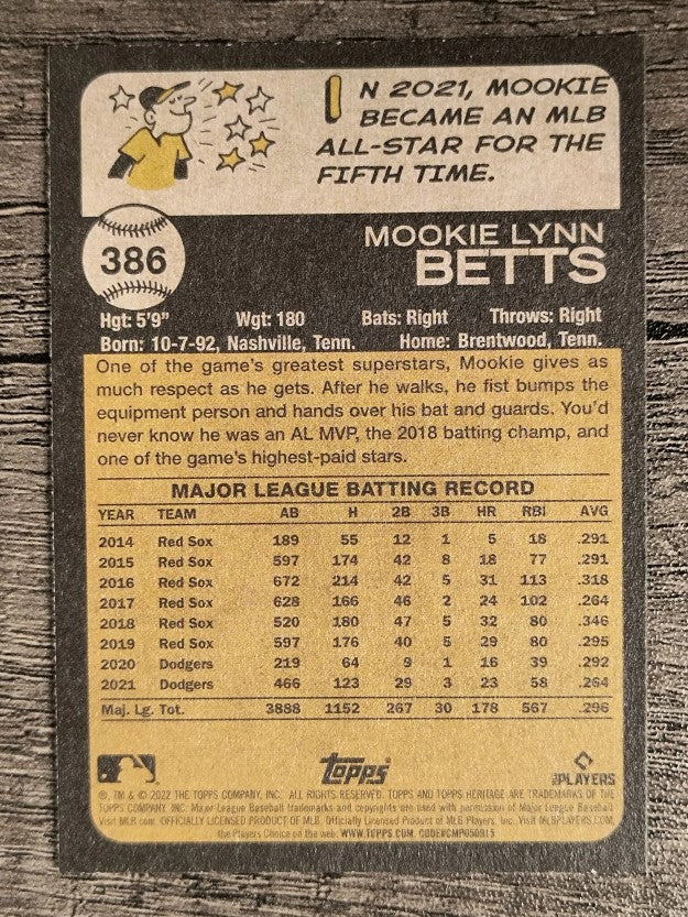 2022 Topps Heritage #386 Mookie Betts