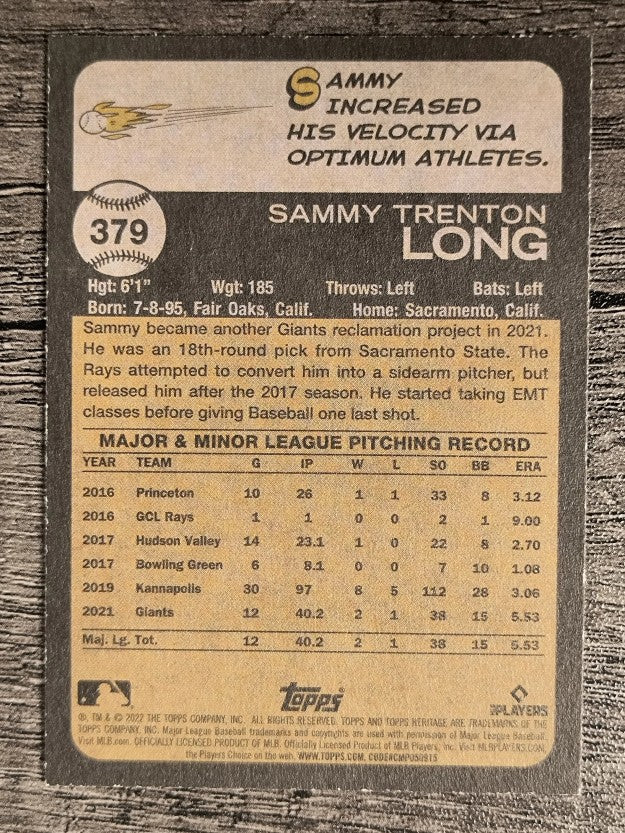 2022 Topps Heritage #379 Sammy Long RC