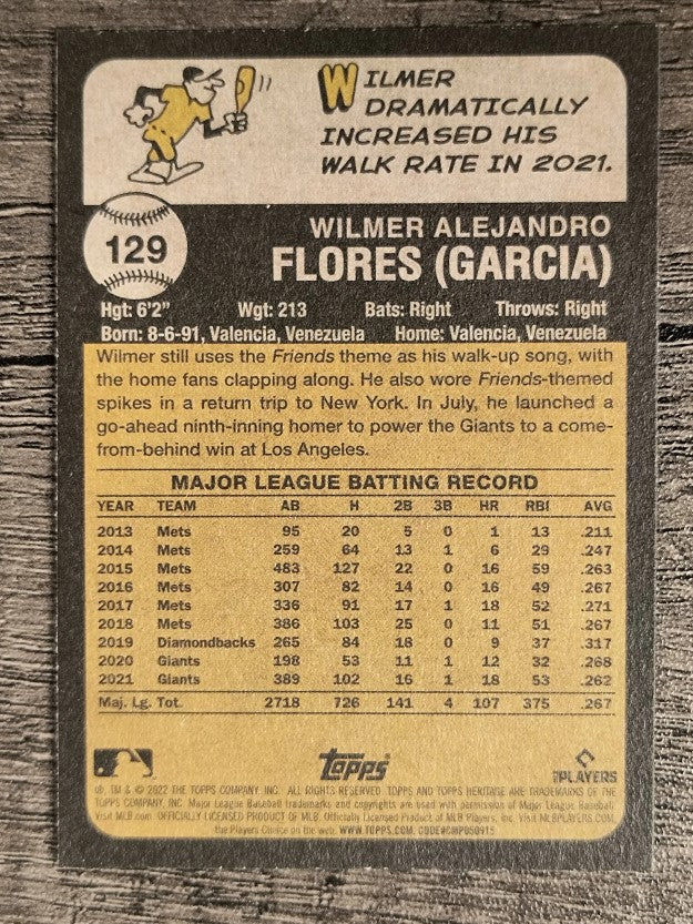 2022 Topps Heritage #129 Wilmer Flores