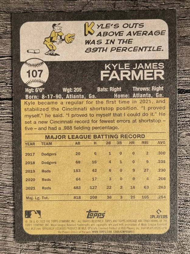 2022 Topps Heritage #107 Kyle Farmer