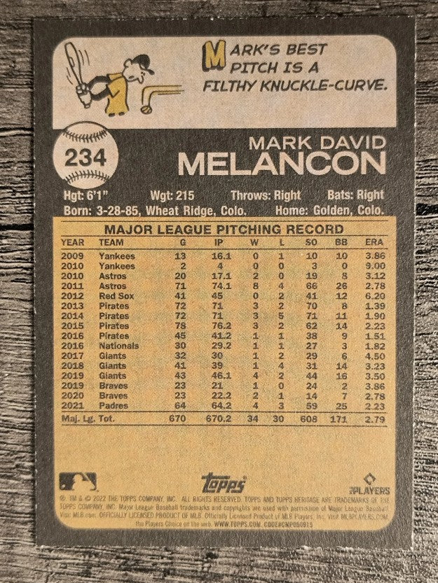 2022 Topps Heritage #234 Mark Melancon