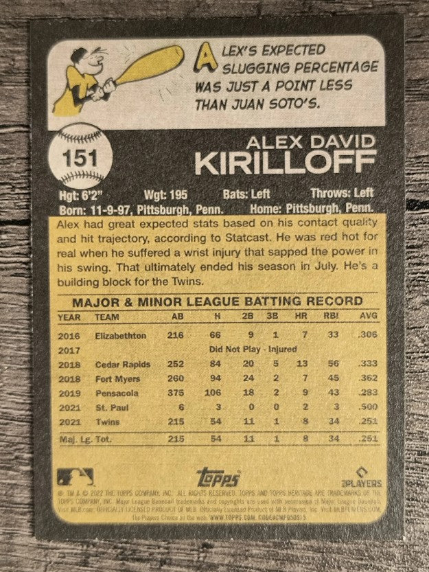2022 Topps Heritage #151 Alex Kirilloff