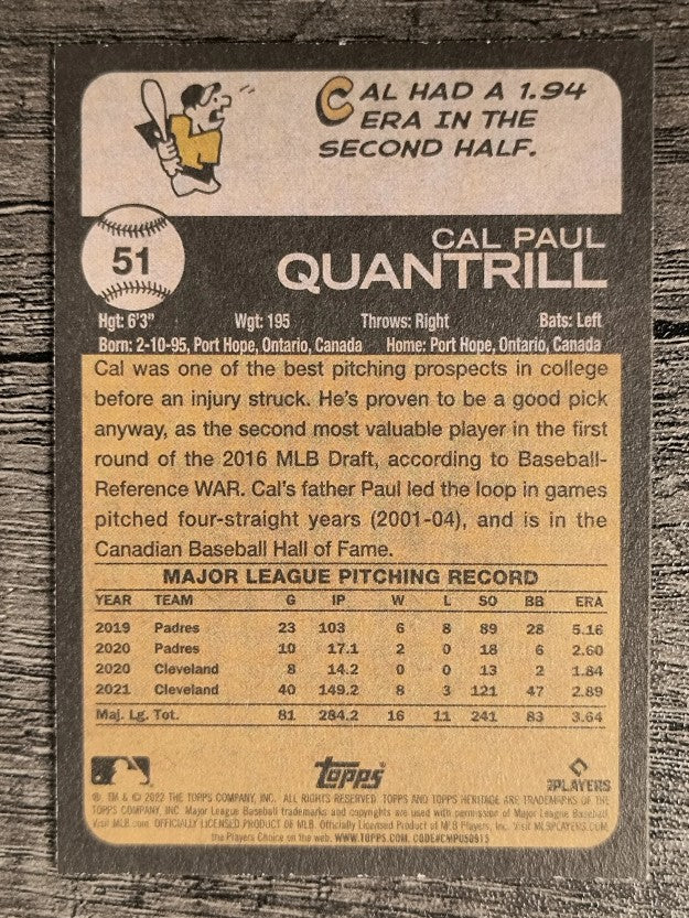 2022 Topps Heritage #51 Cal Quantrill