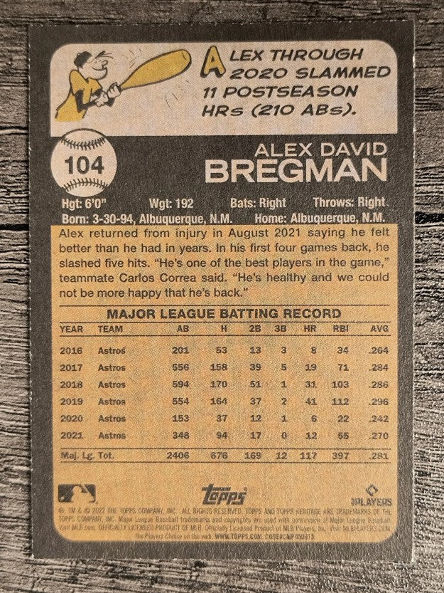 2022 Topps Heritage #104 Alex Bregman