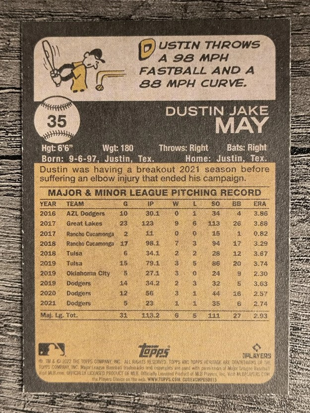 2022 Topps Heritage #35 Dustin May