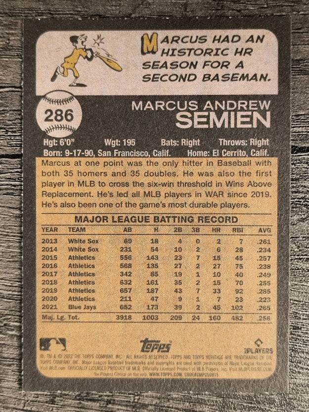 2022 Topps Heritage #286 Marcus Semien