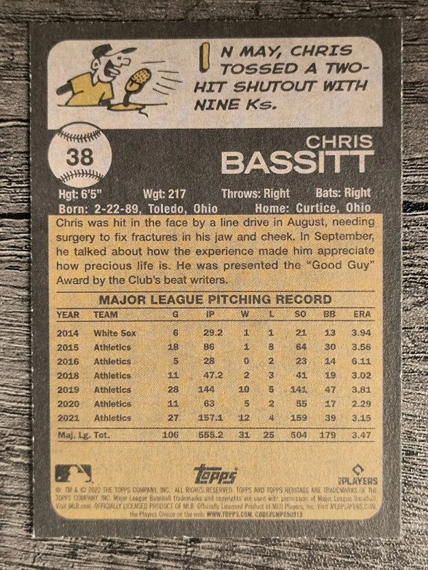 2022 Topps Heritage #38 Chris Bassitt