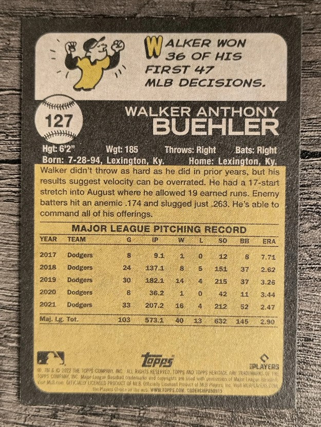 2022 Topps Heritage #127 Walker Buehler