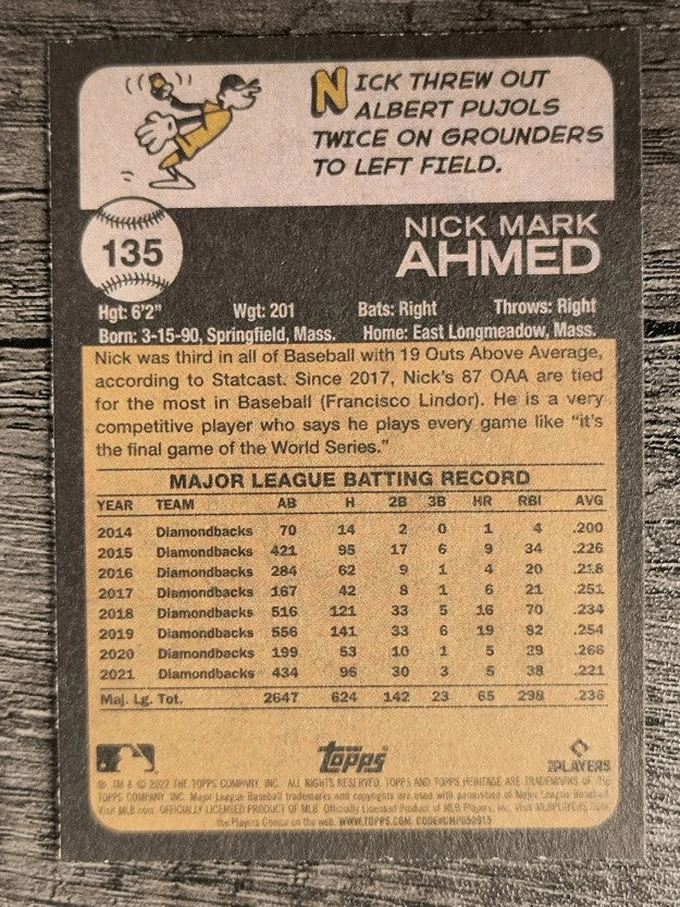 2022 Topps Heritage #135 Nick Ahmed