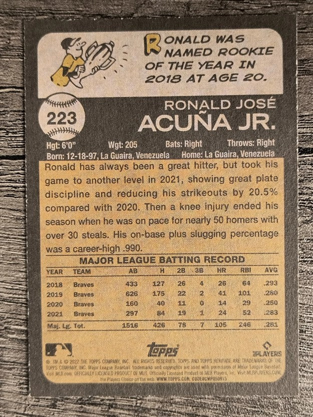 2022 Topps Heritage #223 Ronald Acuna Jr.