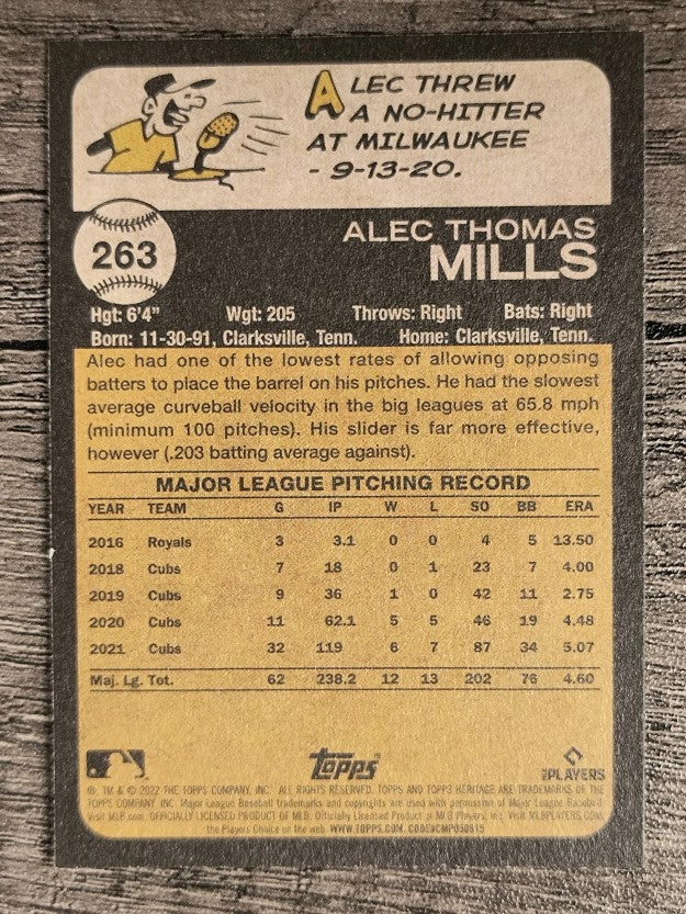 2022 Topps Heritage #263 Alec Mills