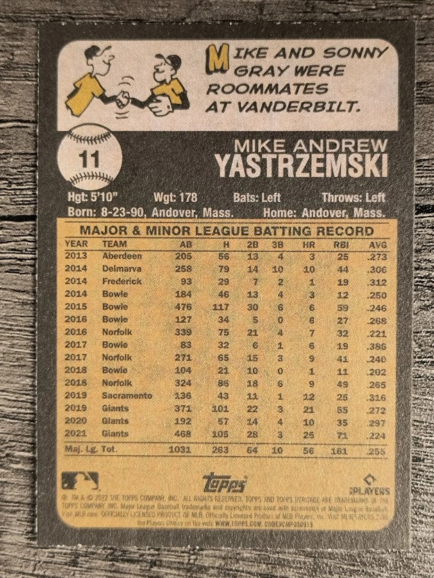 2022 Topps Heritage #11 Mike Yastrzemski
