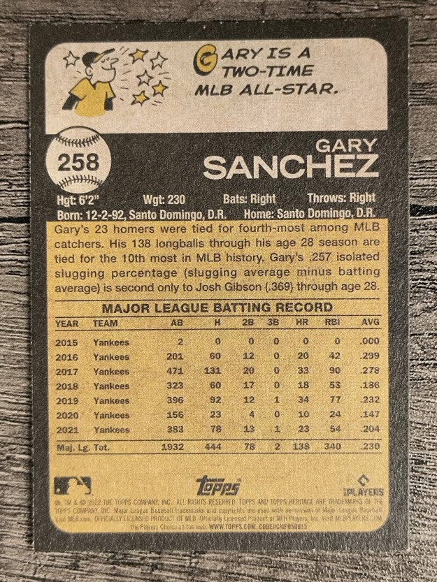 2022 Topps Heritage #258 Gary Sanchez