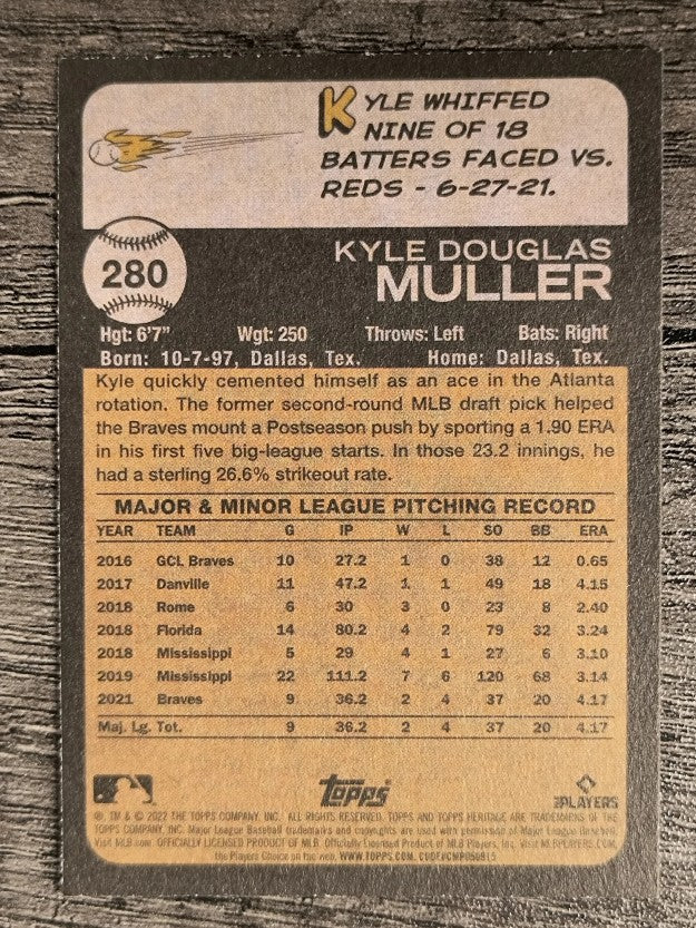 2022 Topps Heritage #280 Kyle Muller RC