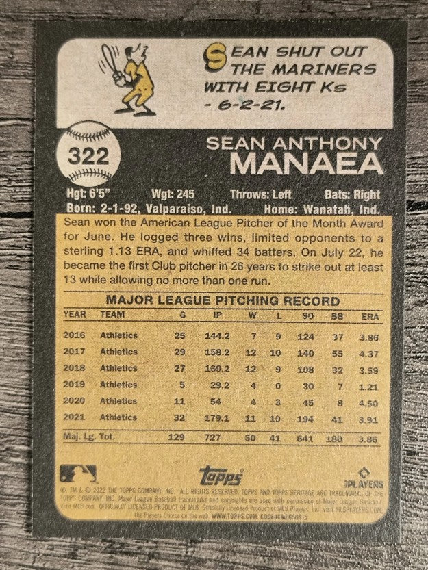 2022 Topps Heritage #322 Sean Manaea