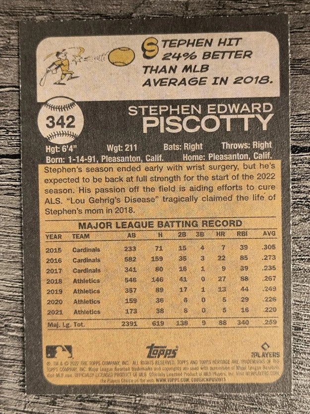 2022 Topps Heritage #342 Stephen Piscotty