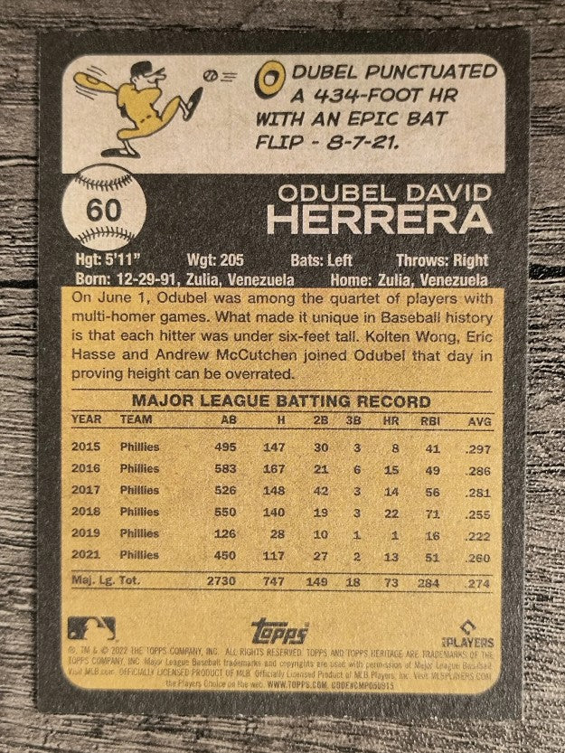 2022 Topps Heritage #60 Odubel Herrera