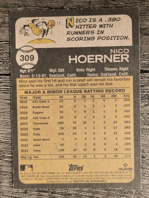 2022 Topps Heritage #309 Nico Hoerner