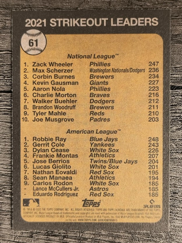 2022 Topps Heritage #61 Robbie Ray/Zack Wheeler