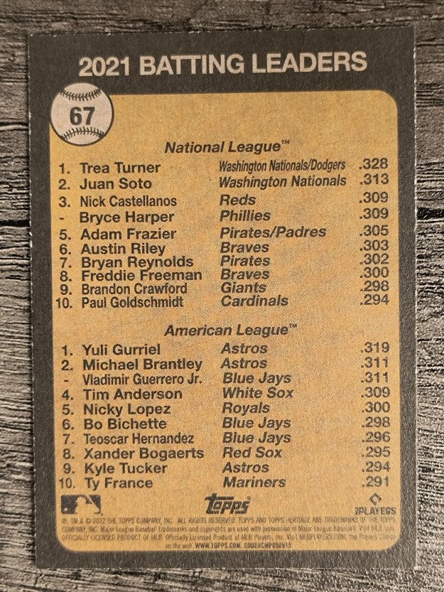 2022 Topps Heritage #67 Yuli Gurriel/Trea Turner