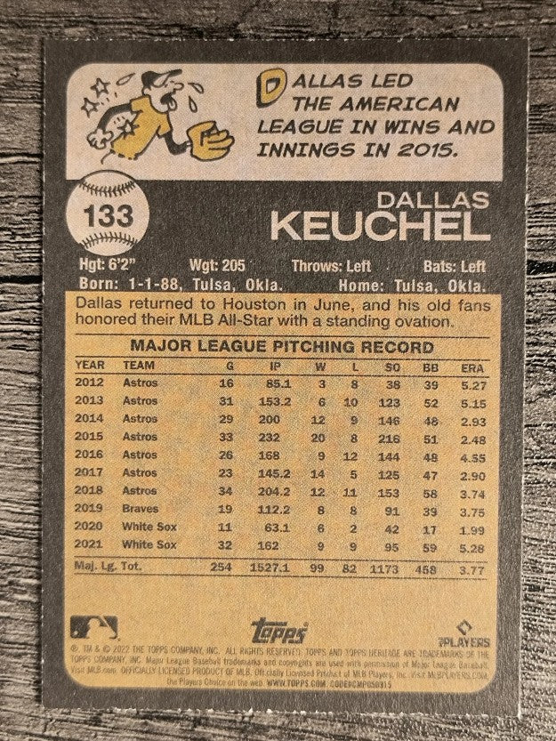2022 Topps Heritage #133 Dallas Keuchel