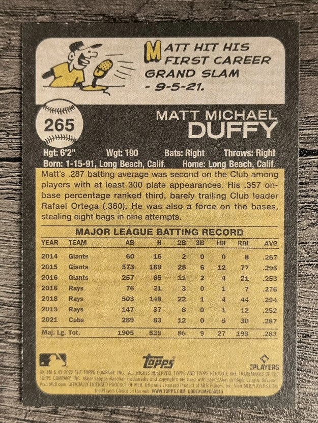 2022 Topps Heritage #265 Matt Duffy