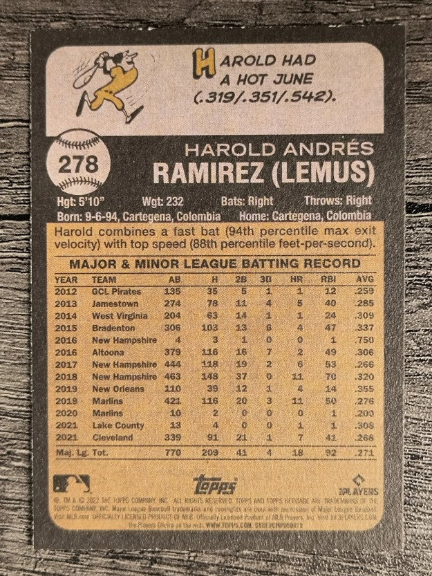 2022 Topps Heritage #278 Harold Ramirez