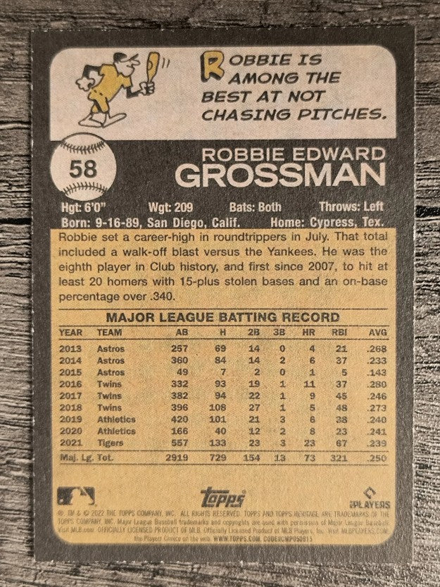2022 Topps Heritage #58 Robbie Grossman