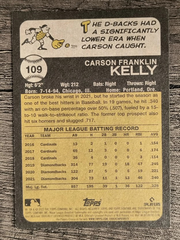 2022 Topps Heritage #109 Carson Kelly