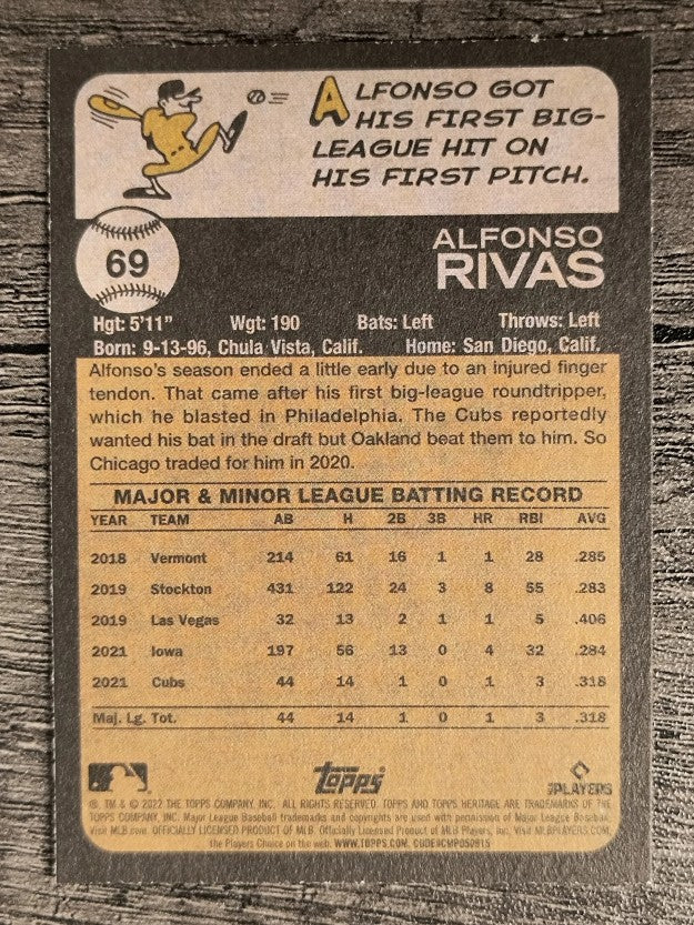 2022 Topps Heritage #69 Alfonso Rivas RC