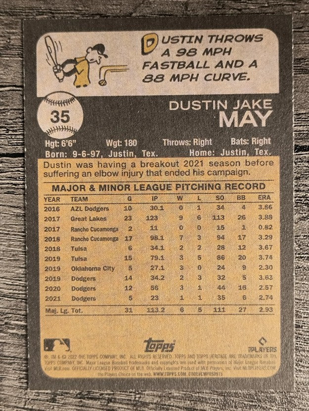 2022 Topps Heritage #35 Dustin May