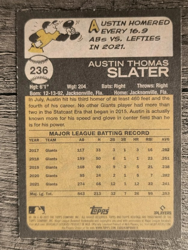 2022 Topps Heritage #236 Austin Slater