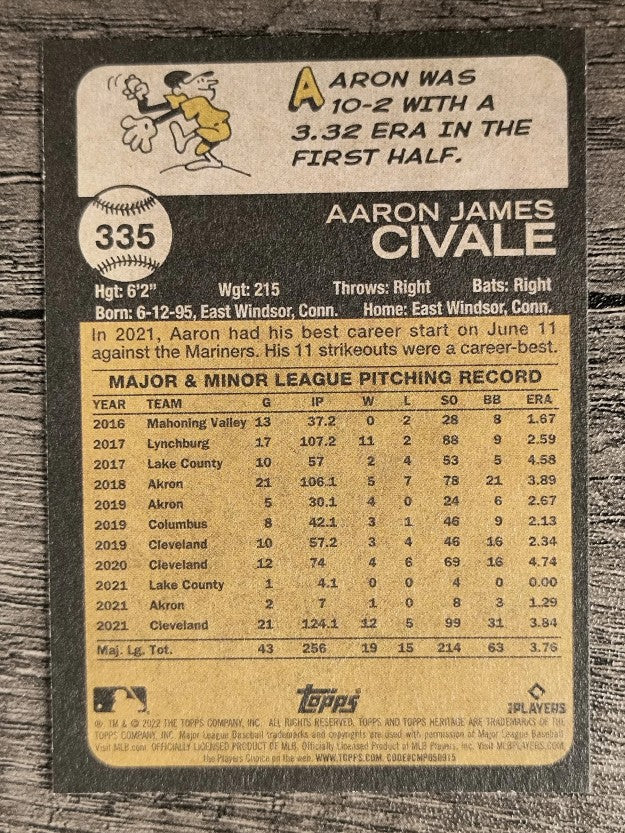 2022 Topps Heritage #335 Aaron Civale