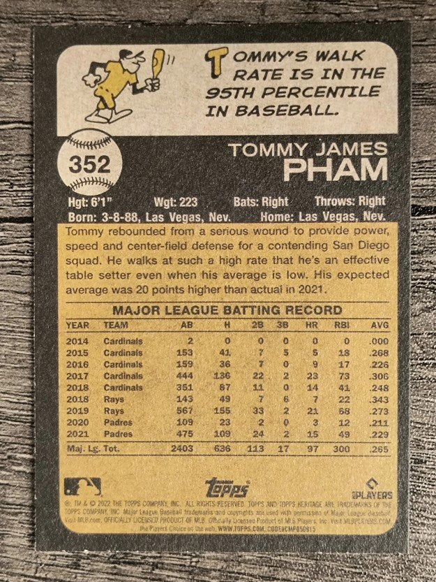 2022 Topps Heritage #352 Tommy Pham