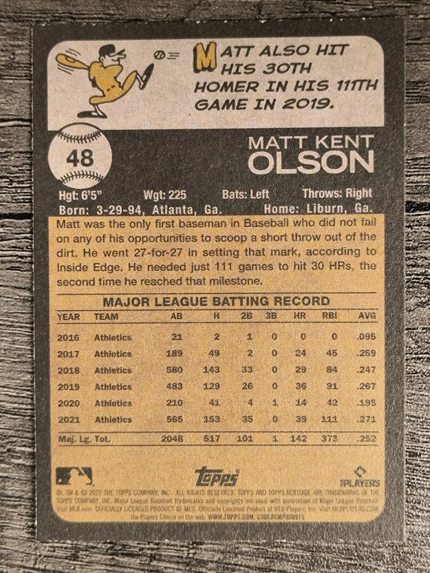 2022 Topps Heritage #48 Matt Olson