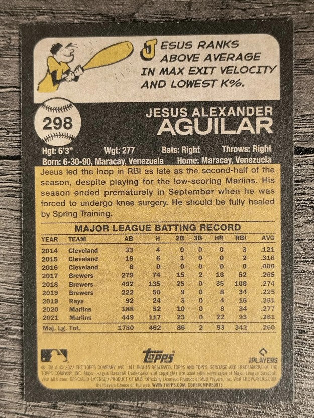 2022 Topps Heritage #298 Jesus Aguilar