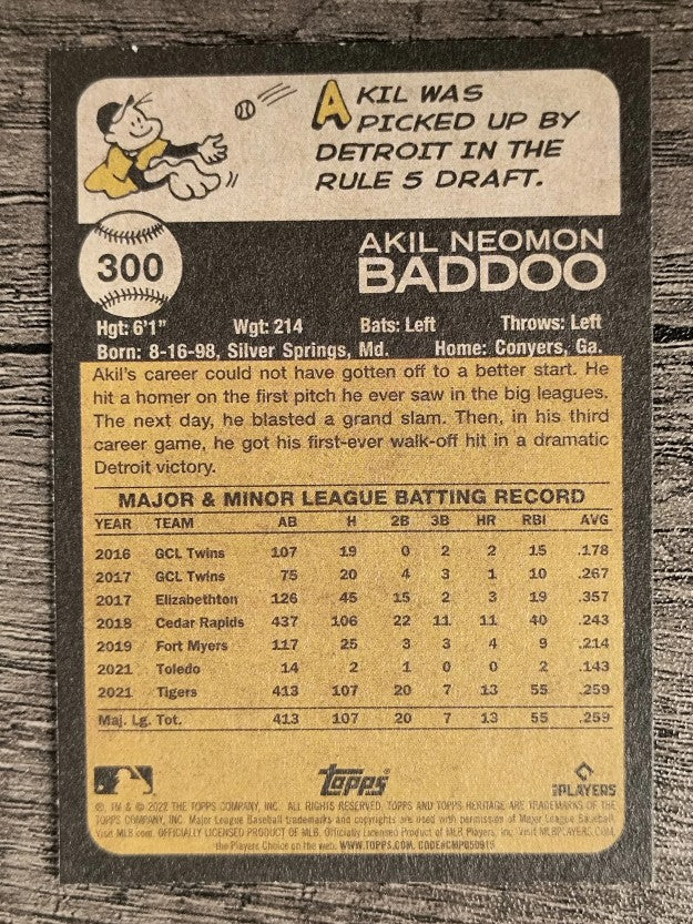 2022 Topps Heritage #300 Akil Baddoo