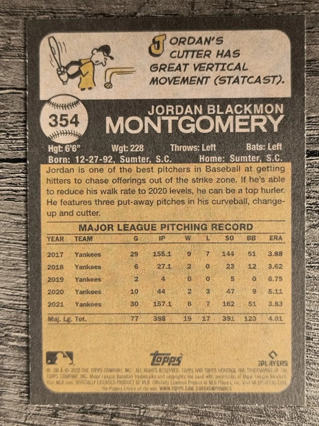 2022 Topps Heritage #354 Jordan Montgomery