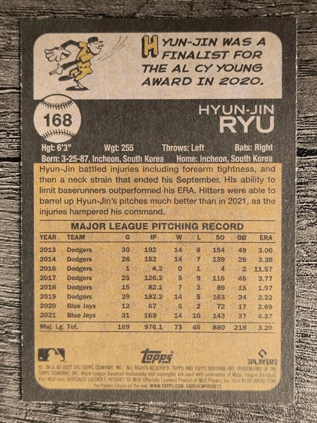 2022 Topps Heritage #168 Hyun-Jin Ryu
